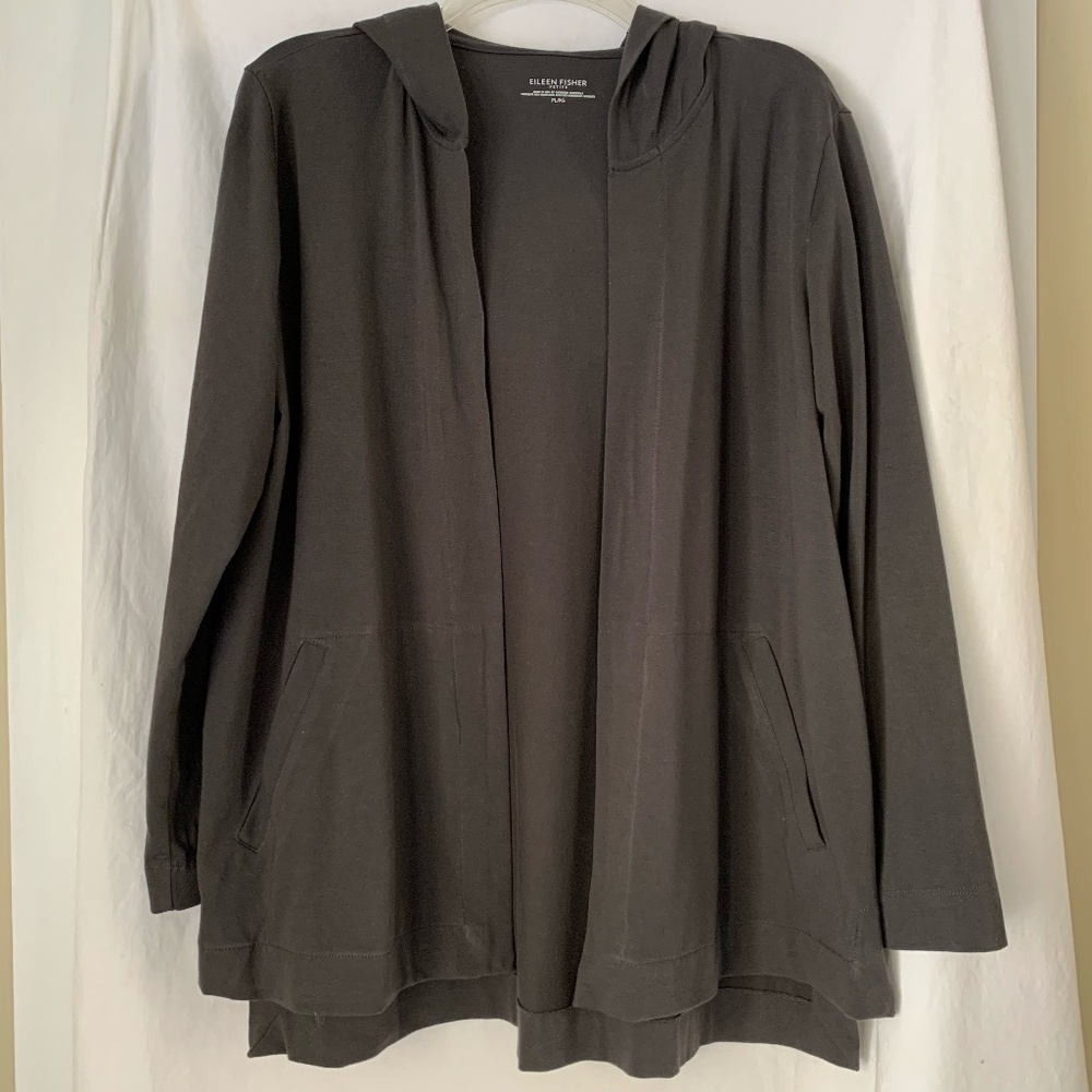 Eileen Fisher 'Moon Hooded Cardigan' with open front and pockets